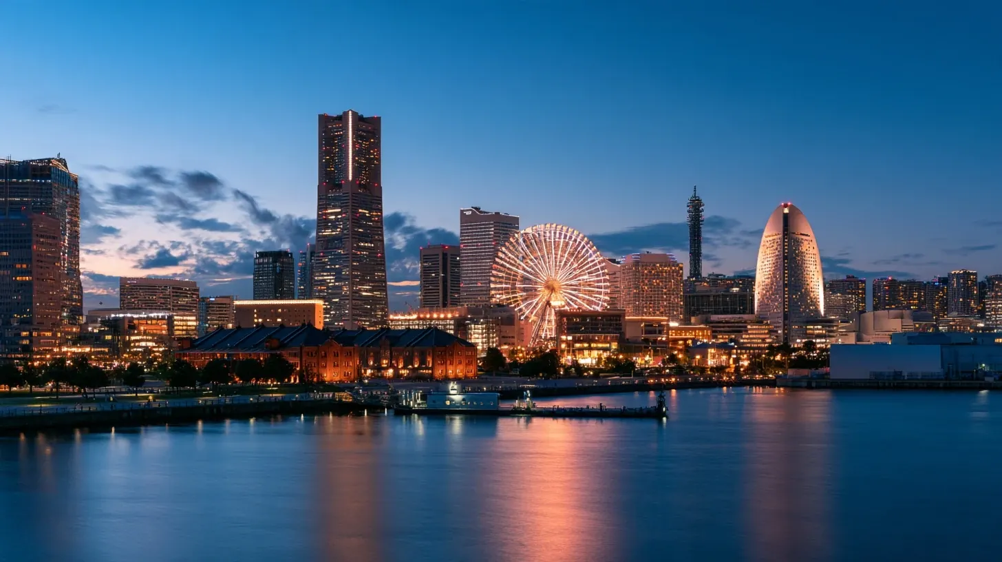 夕暮れの横浜みなとみらいの夜景